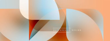 Soyut geometrik şekiller örtüşüyor, canlı renk eğimleri yaratıyor. Şeftali, mavi, kırmızı renkler tasarımda baskın. Modern arkaplan dokusu.