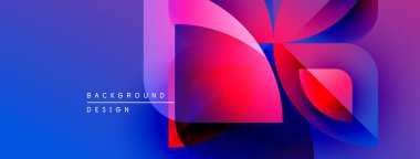 Soyut, enerjik bir arkaplan. Mavi, pembe, kırmızı gradyanlar dinamik şekiller yaratır. Modern tasarım elementleri akıcılık ve enerji öneriyor.