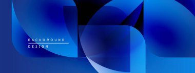 Soyut mavi şekiller örtüşüyor ve dinamik bir zemin oluşturuyor. Modern tasarım eğimlere, pürüzsüz geçişlere sahiptir. Minimalist estetik.