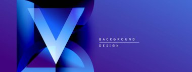 Soyut mavi tasarım V harfini oluşturan katmanlı şekiller modern görsel etki yaratır. Arkaplan metni arkaplan tasarımı okur.