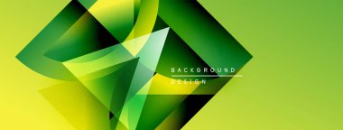 Soyut geometrik şekiller, canlı yeşil sarı renkler. Modern tasarım, dinamik kompozisyon, gradyan etkiler görsel ilgi yaratır.