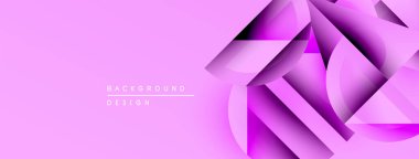 Soyut pembe tasarım, akan kurdeleler, geometrik şekiller içerir. Gradyan efektli modern arkaplan, dinamik bileşim.