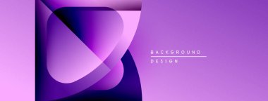 Soyut mor tasarım, üst üste binen şekiller. Gradyan renkler dinamik görsel efekt yaratır. Sunumlar için modern arkaplan uygun.