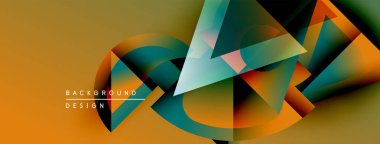 Soyut geometrik şekiller örtüşür, dinamik bileşim yaratır. Sıcak portakal serin deniz mavisi ile harmanlanarak modern tasarımı oluşturur..