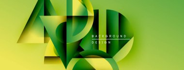 Soyut geometrik şekiller örtüşür ve dinamik yeşil bir zemin oluşturur. Metin, arkaplan tasarımının merkezde konumlandığını okuyor. Modern, canlı kompozisyon.