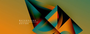 Soyut geometrik şekiller canlı renkleri harmanlarlar. Gradyan geçişler dinamik görsel efekt yaratır. Arka planlar için modern tasarım ögesi.