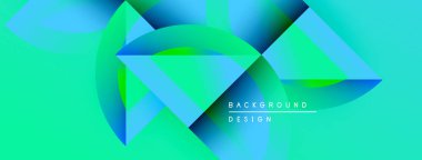 Soyut geometrik şekiller örtüşüyor, canlı deniz mavisi renkleri yaratıyor. Arkaplan ve sunumlar için modern tasarım ögesi.