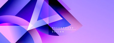 Soyut geometrik şekiller örtüşüyor, canlı mor ve mavi renkler yaratıyor. Arkaplan metni arkaplan tasarımı okur. Modern, dinamik görsel kompozisyon.