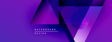 Soyut mor eğimli arkaplan. Geometrik şekiller, dinamik görsel efekt oluşturur. Metin arkaplan tasarımı okur.