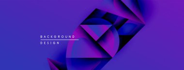 Soyut mor tasarım geometrik şekiller, gradyanlar, dinamik bileşimler içerir. Dijital projeler için modern arkaplan.