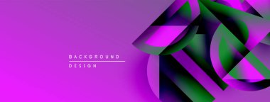 Soyut mor tasarım katmanlı geometrik şekiller içerir. Gradyan renkler dinamik görsel efekt yaratır. Modern arkaplan ögesi.