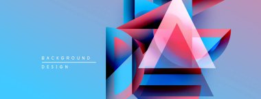 Soyut geometrik şekiller örtüşür, parlak mavi ve pembe renkler yaratır. Arkaplan ve sunumlar için modern tasarım ögesi.