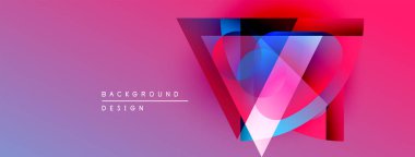 Soyut geometrik tasarım. Canlı pembeler, maviler katmanlı efekt yaratır. Dijital projeler için modern arkaplan.