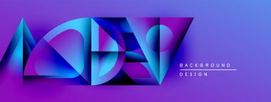 Soyut geometrik şekiller, canlı mavi mor gradyanlar. Arka planlar ve sunumlar için modern tasarım öğesi. Temiz estetik.