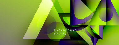 Soyut geometrik bileşim. Üst üste binen şekiller dinamik görsel efekt yaratır. Gradyan renkler, modern tasarım elementleri.