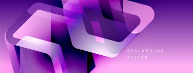 Soyut mor tasarım. Üst üste binen şekiller dinamik görsel doku yaratır. Dijital projeler için modern gradyan arkaplanı.