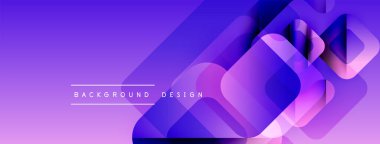 Soyut mor eğimli arkaplan. Üst üste binen kareler dinamik görsel efekt yaratır. Metin arka plan tasarımı okur. Modern, temiz estetik.