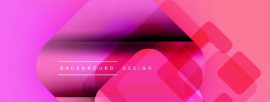 Soyut pembe arka plan. Üst üste binen geometrik şekiller dinamik görsel efekt yaratır. Modern tasarım elementleri pürüzsüz eğimler sunar.