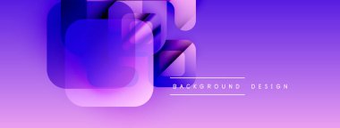 Soyut mor tasarım üst üste binen kareler, gradyanlar. Sunumlar ve web siteleri için modern arkaplan uygun. Minimalist estetik.