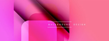 Soyut pembe tasarım. Üst üste binen şekiller dinamik görsel efekt yaratır. Dijital projeler için modern gradyan arka plan.