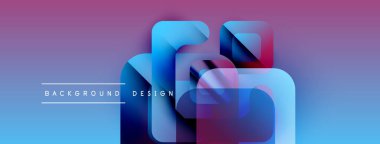 Soyut geometrik şekiller çakışıyor. Mavi 'den mor' a geçiş. Metin arka plan tasarımı okur. Modern görsel sunum.