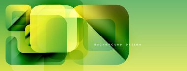 Soyut geometrik şekiller örtüşüyor ve canlı yeşil bir tasarım yaratıyor. İnce eğimli modern arkaplan, temiz estetik.