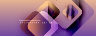 Soyut geometrik şekiller örtüşüyor, canlı mor, turuncu renkler yaratıyor. Arkaplan ve sunumlar için modern tasarım ögesi.