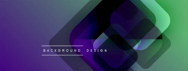 Soyut geometrik şekiller örtüşüyor, canlı mor, yeşil gradyan yaratıyor. Arkaplan ve sunumlar için uygun modern tasarım.