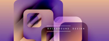 Soyut geometrik şekiller örtüşüyor, renk değişimleri yaratıyor. Mor pembe renkli modern tasarım. Arkaplan dokusu görünür.