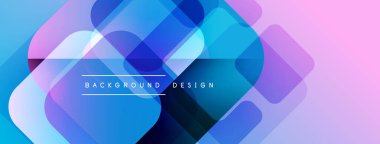 Soyut geometrik şekiller örtüşür, parlak mavi ve mor renkler yaratır. Modern tasarım elementleri dijital sanat, arkaplan dokusu.