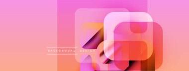 Soyut geometrik şekiller çakışıyor. Renkler turuncudan pembeye karışıyor. Metin arkaplan tasarımlı minimalist tasarım. Modern görsel element.