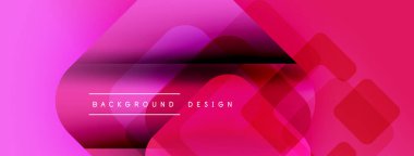 Soyut pembe arka plan. Üst üste binen şekiller modern tasarım yaratır. Gradyan renkler, pürüzsüz geçişler, mevcut basit metin ögesi.