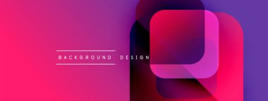 Soyut, enerjik bir arkaplan. Üst üste binen şekiller dinamik görsel efekt yaratır. Pembe, mor renkler kompozisyona hakim. Modern tasarım ögesi.