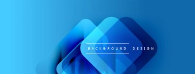 Soyut mavi şekiller örtüşür, dinamik görsel efekt yaratır. Modern tasarım elementleri teknoloji ve yenilik öneriyor. Metin arkaplan tasarımı okur.