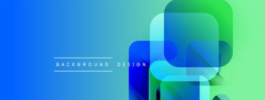 Soyut gradyan arkaplan özellikleri çakışan kareler. Mavi yeşile geçiş modern görsel efekt yaratır. Metin arkaplan tasarımı okur.