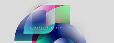 Soyut renkli katmanlar dinamik görsel efekt yaratır. Gradyan şekiller üst üste binerek modern arkaplan tasarımı oluşturur. Yumuşak geçişler, canlı renkler.