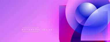 Soyut eğim arkaplanı. Pembe, mor renkler düzgün bir şekilde harmanlanır. Üst üste binen daireler dinamik görsel efekt yaratır. Minimalist tasarım unsurları.