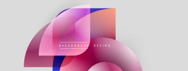 Soyut şekiller örtüşüyor, canlı pembe, mor renkler yaratıyor. Metin, kompozisyon içerisindeki arkaplan tasarımını okur. Minimalist estetik.