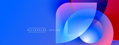 Soyut tasarım dalgalı şekiller, canlı mavi, mor, kırmızı gradyanlar içerir. Modern estetik, arka planlar ve sunumlar için uygun..