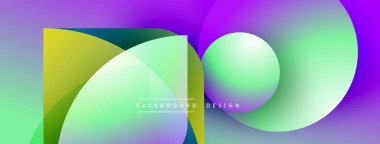 Soyut sıvı şekiller harmanlanır, canlı mor, yeşil renkler yaratır. Modern tasarım metin arkaplan tasarımı içerir. Düzen eğimleri kompozisyona hakim.