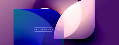 Soyut sıvı şekiller, canlı renkler, modern tasarım. Üst üste binen katmanlar dinamik görsel efekt yaratır. Mor, mavi renkler kompozisyona hakim..