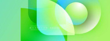 Soyut geometrik şekiller, canlı yeşil mavi gradyan. Modern tasarım elementleri dinamik görsel efekt yaratır. Düz geçişler, temiz estetik..