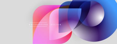 Soyut renkli şekiller örtüşür, dinamik görsel efekt yaratır. Gradyan renkleri pürüzsüz, modern tasarım ögesine karışıyor.