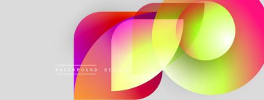 Soyut renkli şekiller çakışıyor. Gradyan renkler dinamik görsel efekt yaratır. Arkaplan ve sunumlar için modern tasarım ögesi.