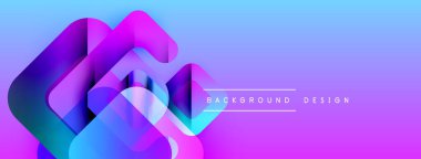 Soyut geometrik şekiller örtüşür, parlak mavi ve mor renkler yaratır. Modern tasarım teknoloji, yenilik, akıcılık öneriyor..