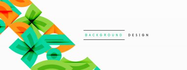 Soyut geometrik şekiller, canlı renkler, modern tasarım. Temiz beyaz alan denge ve görsel cazibe sağlar.