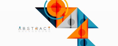 Modern soyut tasarım geometrik şekiller, canlı renkler, temiz çizgiler içerir. Kompozisyon dinamik görsel deneyim yaratır.