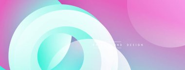 Soyut şekiller örtüşüyor, canlı pembe, mavi renkler yaratıyor. Yumuşak eğimler derinliği, modern estetiği akla getiriyor. Mevcut en küçük metin.