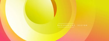 Soyut eğim arkaplanı. Üst üste binen daireler dinamik görsel akış yaratır. Sıcak renkler kompozisyona hakim, enerji ve iyimserlik öneriyor..