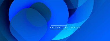 Soyut mavi şekiller örtüşüyor ve dinamik bir değişim etkisi yaratıyor. Modern tasarım arka planlar, pankartlar, sunumlar için uygun.